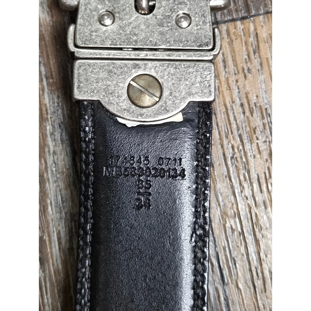 Fossil Mens Reversible Leather Belt Tan Brown Black Silver Buckle 34